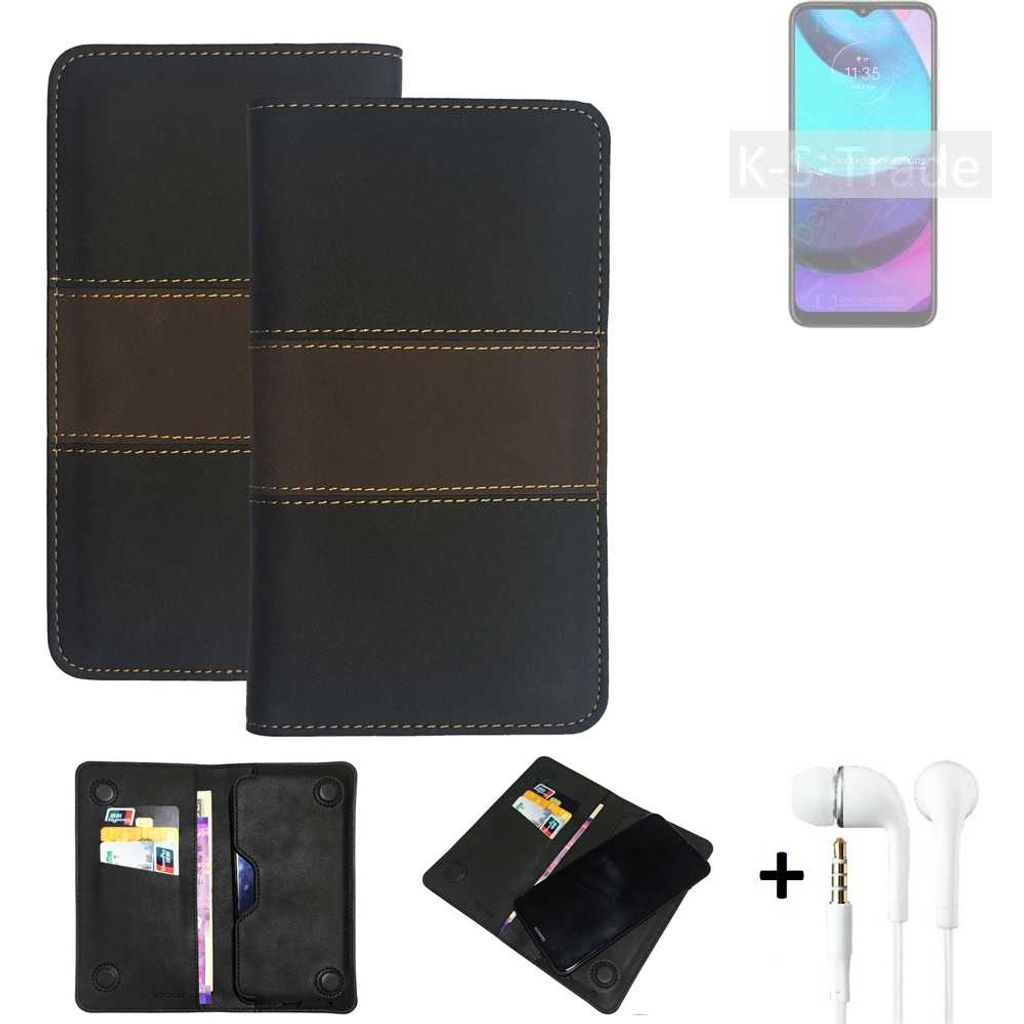 K-S-Trade Handyhülle + Kopfhörer kompatibel mit Motorola Moto E20 Schutzhülle Walletcase Bookstyle Tasche Schutz Case Hülle Wallet Cover