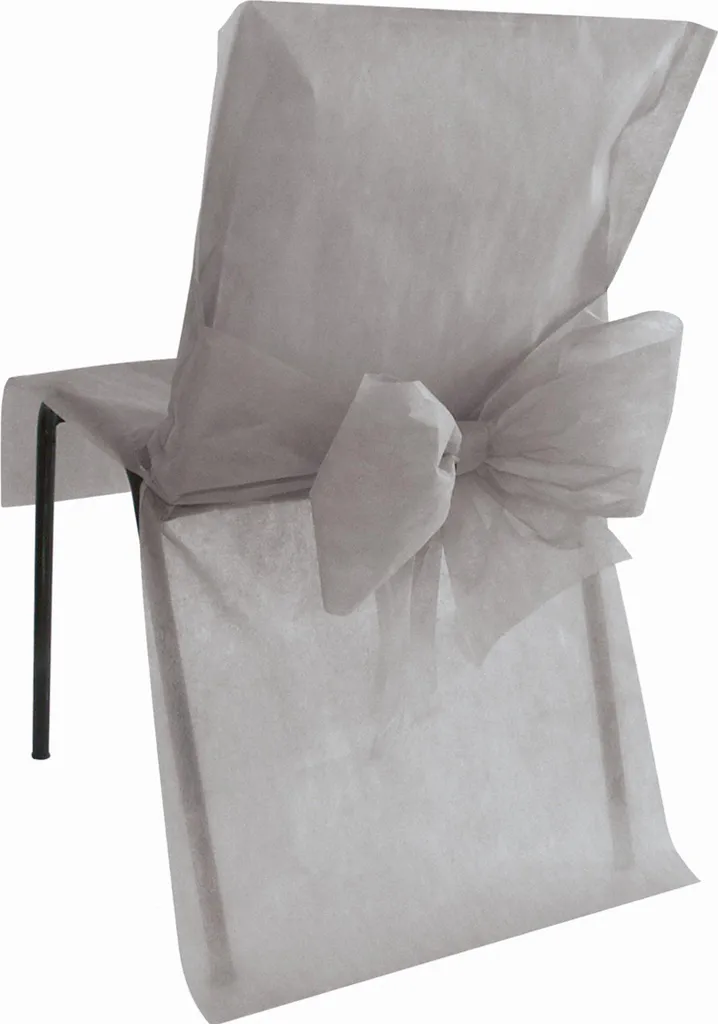 Housse de chaise mariage grise lot de 10 pièces décoration de fête