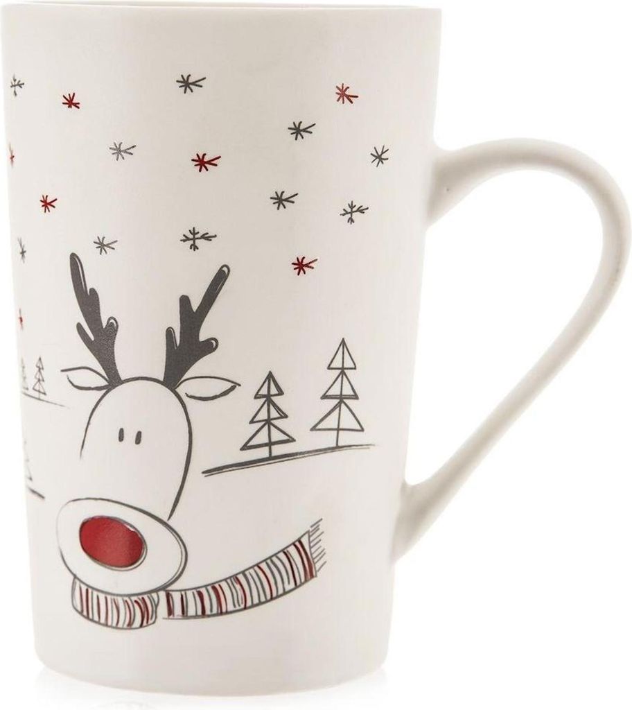 Orion | Becher aus Porzellan - Rentier - 430ml - Bunt - Spülmaschinenfest - Mikrowellengeeignet