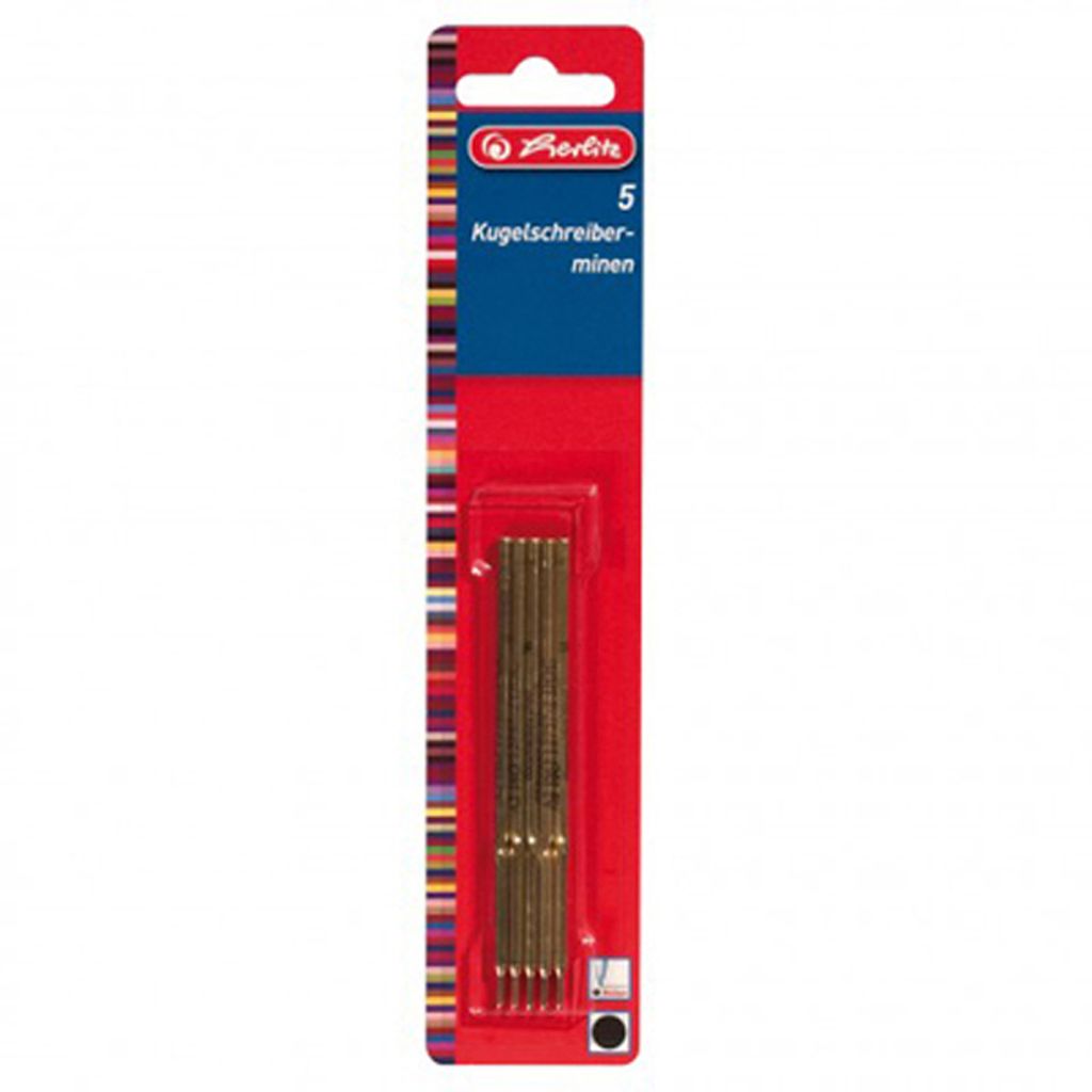 Herlitz Kugelschreiber fünf Minen auf Karte standard schwarz 2er Pack