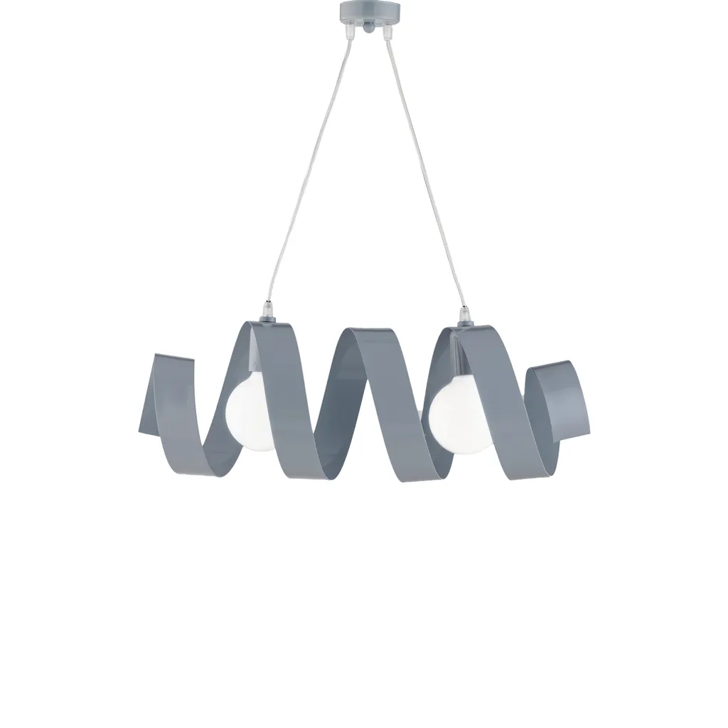 Lustre Helix Gris Mat à Hauteur Réglable 2 Feux en Fer Laqué L. 54 cm