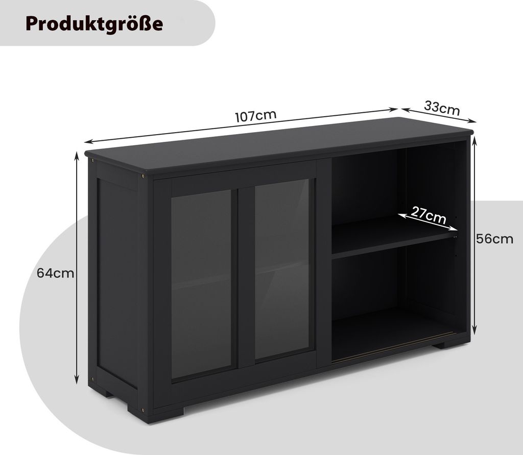 COSTWAY Kredens z drzwiami przesuwnymi, szafka kuchenna Zdjęcie produktu 3