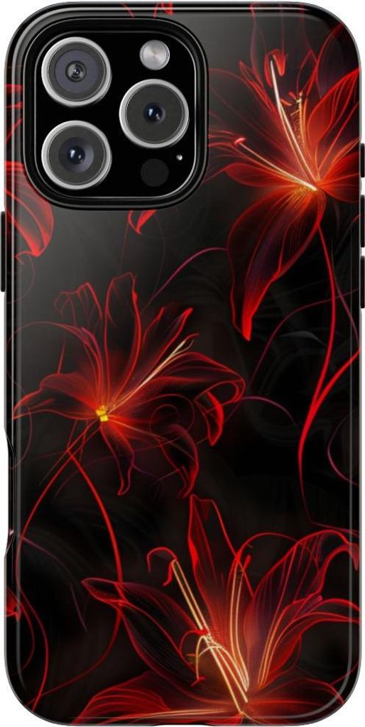 Leuchtende Rote Spinnenlilien – Hülle Kompatibel mit iPhone 16 Pro Max
