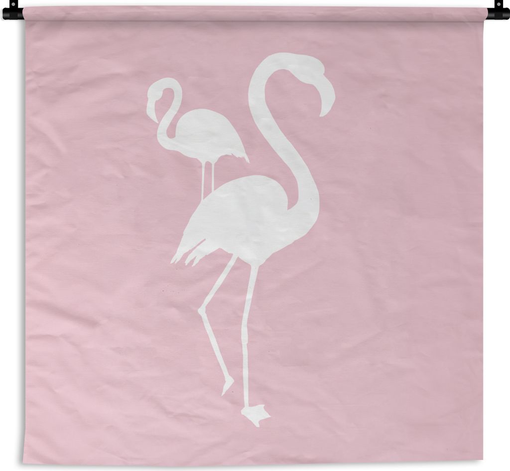 MuchoWow® Wandteppich Wandbehang Flamingo - Weiß - Produktbild 