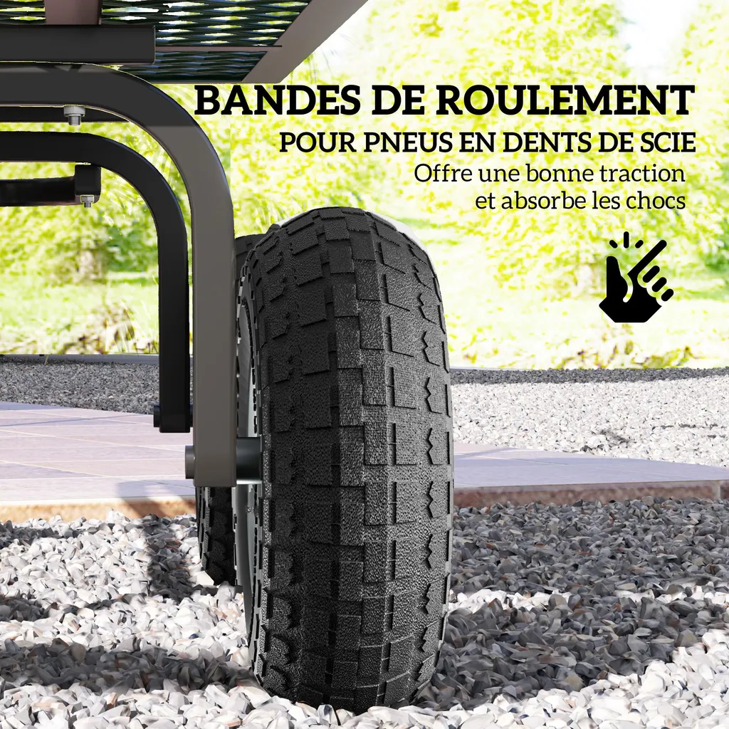Pneu de rechange pour diable et brouette avec axe de 16mm robuste - 6