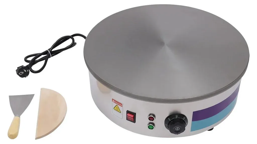 Crêpière électrique 45 cm 3000W en acier inoxydable blanc thermostaté