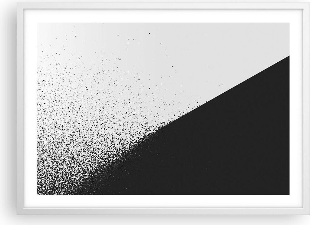 Gerahmtes Poster - Weißer Rahmen - Schwarzweiß Hintergrund Geometrie - 70x50 cm - Wand Bild - Wanddeko - Wandbilder - Kunstposter - Wandposter - ...