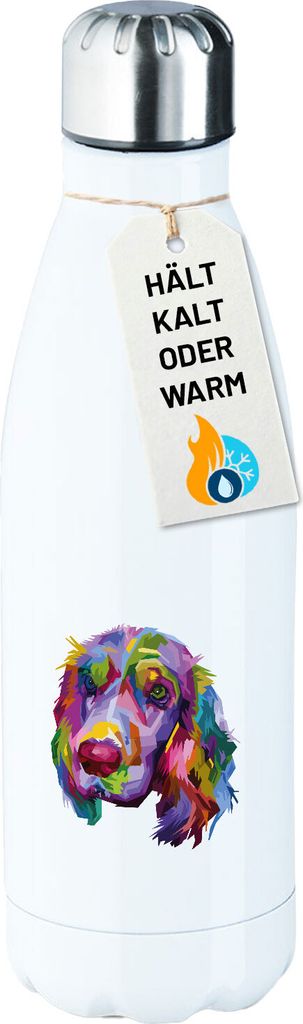 Huuraa Trinkflasche Cocker Spaniel Colorful 500ml White Edelstahl Wasserflasche Trinkflasche Geschenkidee