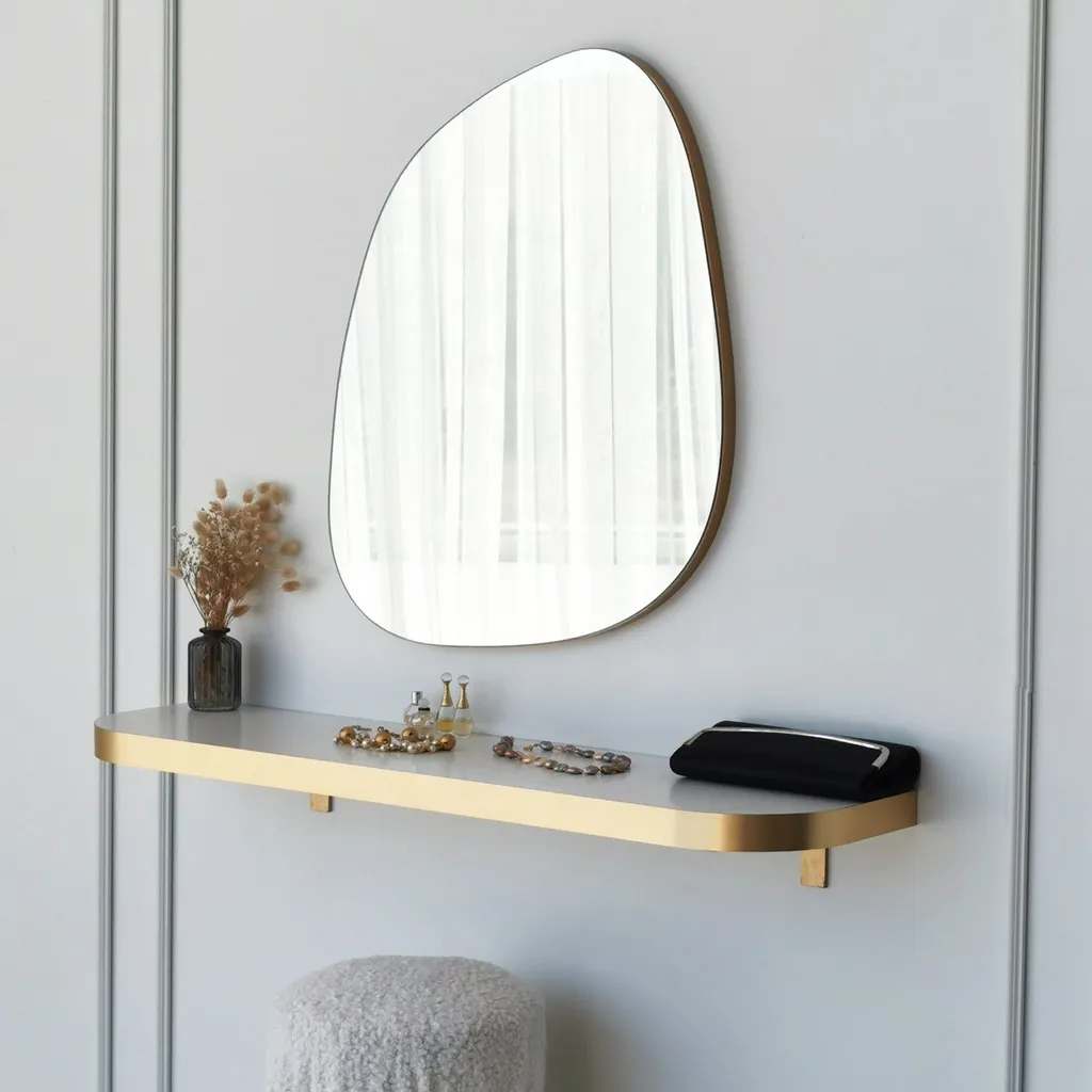 Skye Decor, Soho- SohoDCH, Oro, specchio da parete, 75x58 cm, 100% pannello di particelle rivestito in melammina