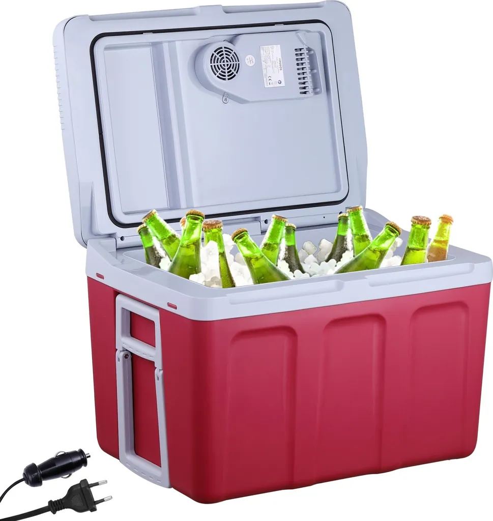 AREBOS 40L cool box rosso | raffreddare e tenere in caldo | 12/230V auto e casa