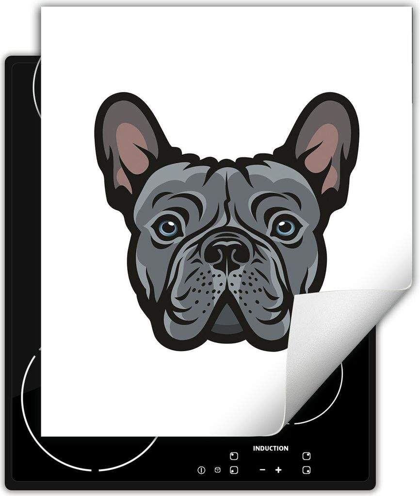 DarHaus Herdabdeckplatte 45x52 cm Anti Rutsch Matte Aufrollbar, grau - Hund