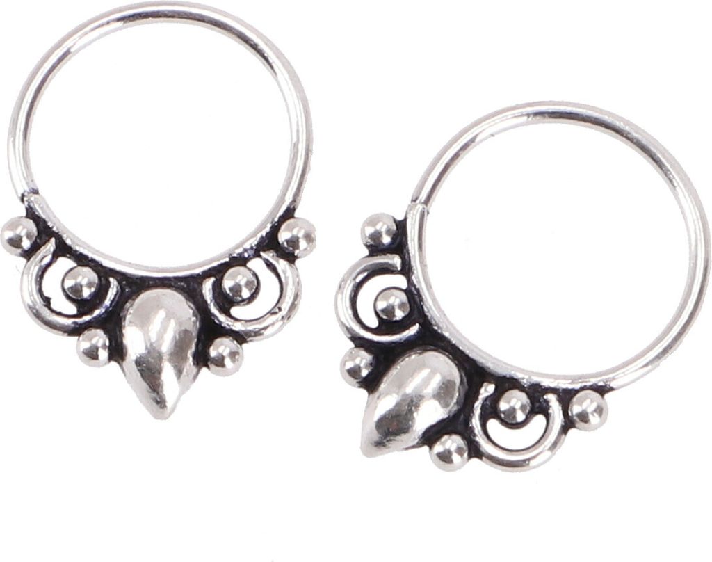 Ethno Ohrringe, Boho Silbercreolen, Septum Creolen - Modell 10, Silber-Farben, SterlingSilber, 1,5*1*0,1 cm, Silberohrringe
