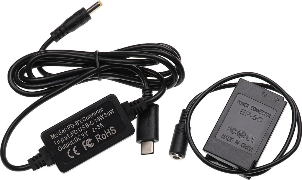 vhbw USB Netzteil kompatibel mit Nikon Coolpix P1000, A 1 AW1, P950 Kamera, Digitalkamera + DC Kuppler (Ersatz für EP-5C), 2m