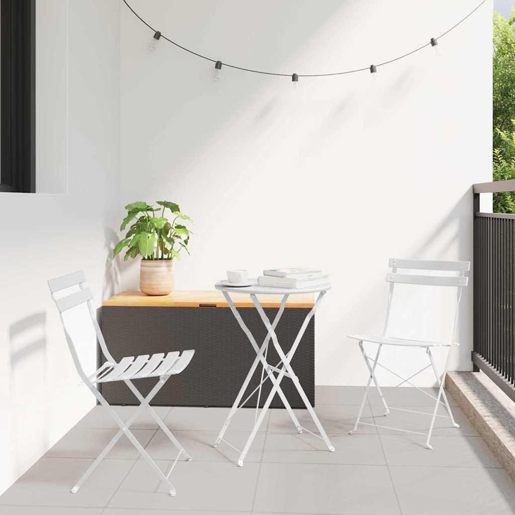"Rabatt" Klapp Bistro Set 3 pcs Weiß Stahl - Lounge-Dining set CC18796