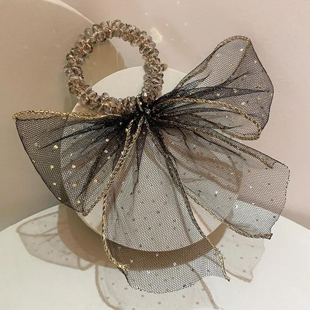 Chic Scrunchie mit Perle & Schleife im Imperial-Stil – edles Schwarz