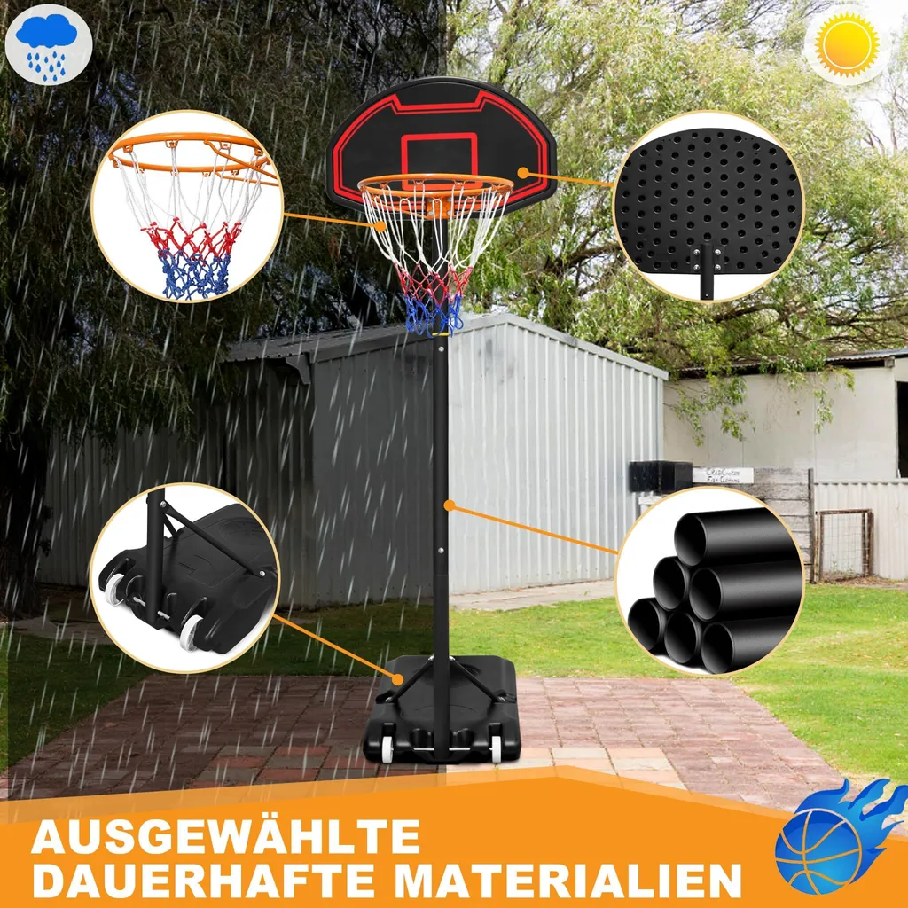 Panier de Basket Mobile 2m10 avec Roulettes et Hauteur de Jeu Variable
