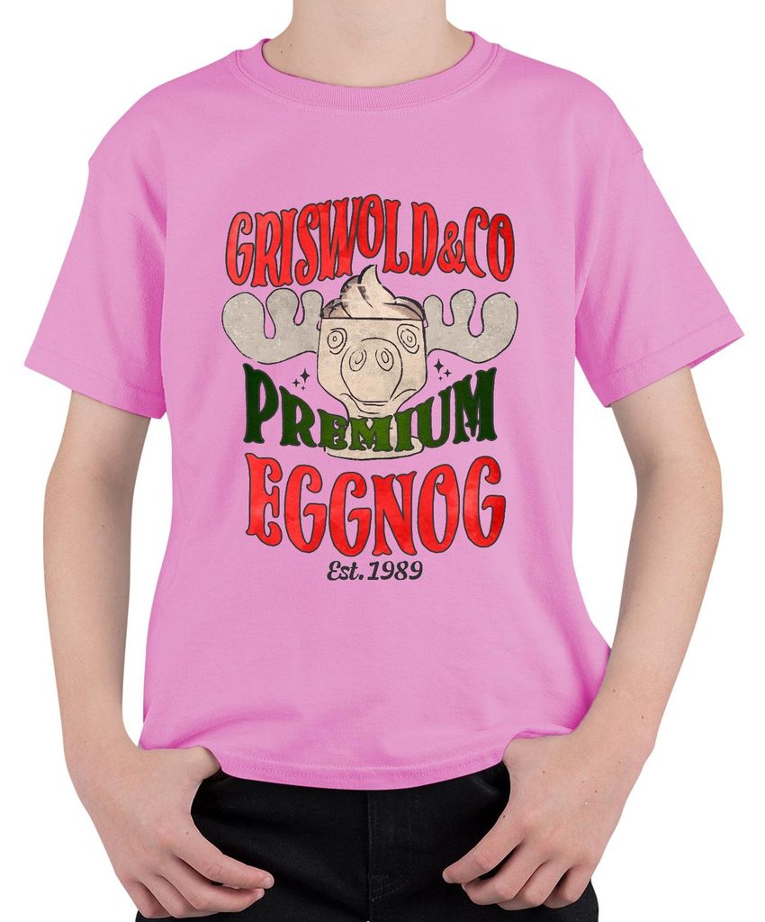Griswold Premium Eggnog Weihnachten lustig Elch Geschenk Vintage Uni Kinder T-Shirt, Pink, 104