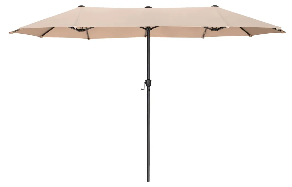 Parasol rectangulaire anti-UV et vent 200x380 cm beige contre la forte chaleur