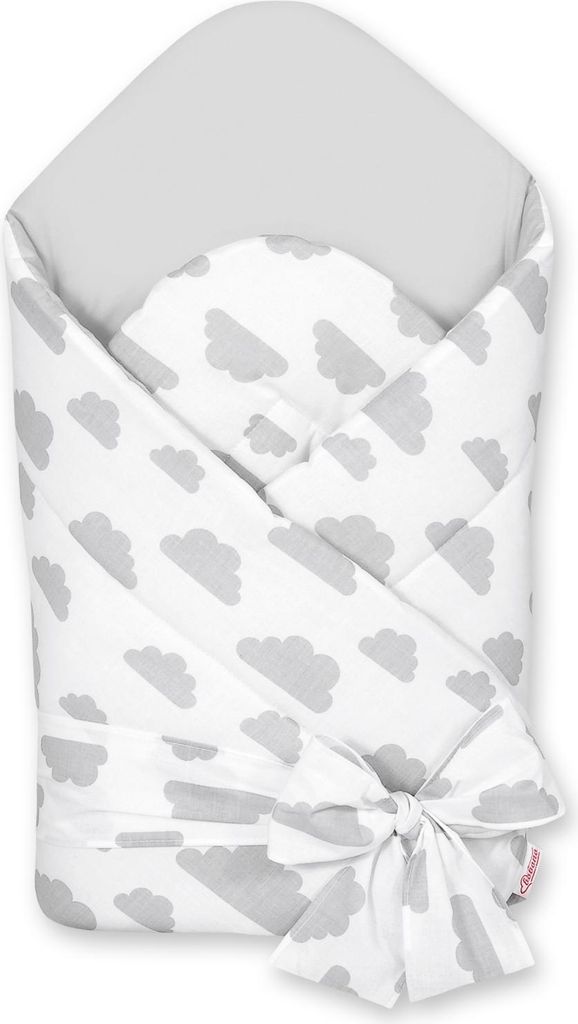 2-in-1-Tragetuch mit Bindeband, versteift und weich - grau/graue Wolken