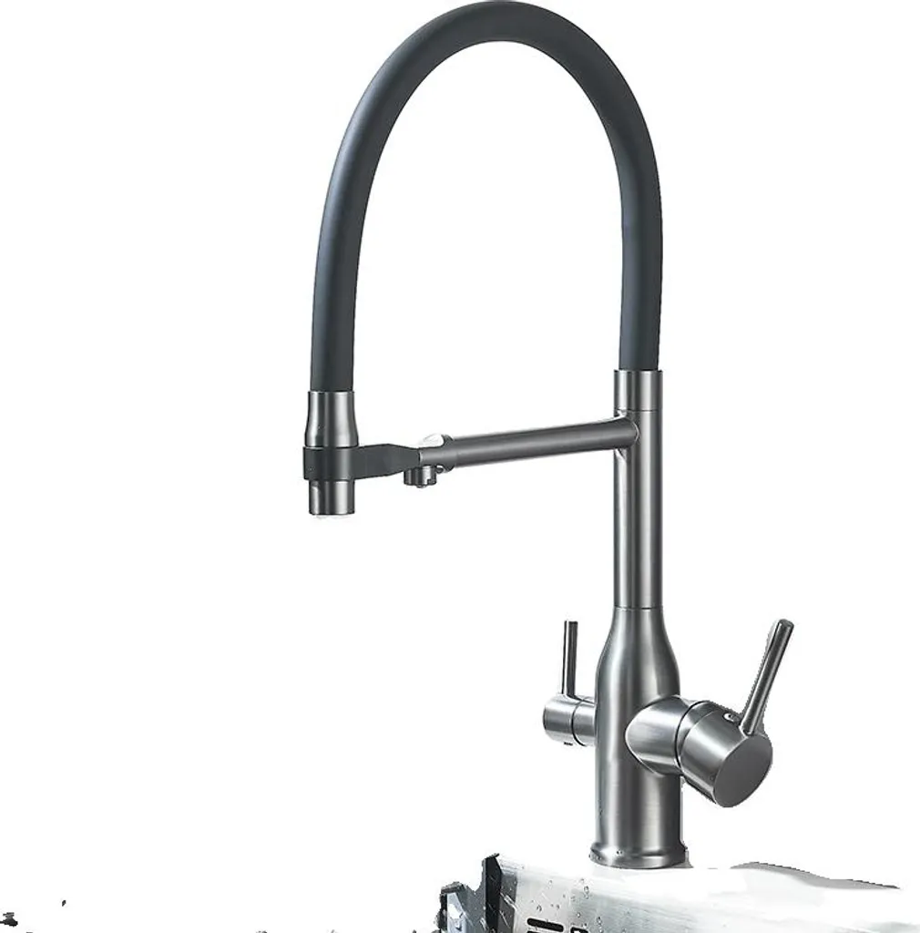 Miscelatore Cucina Grigio Gunmetal Inox Doppio Comando Filtrazione