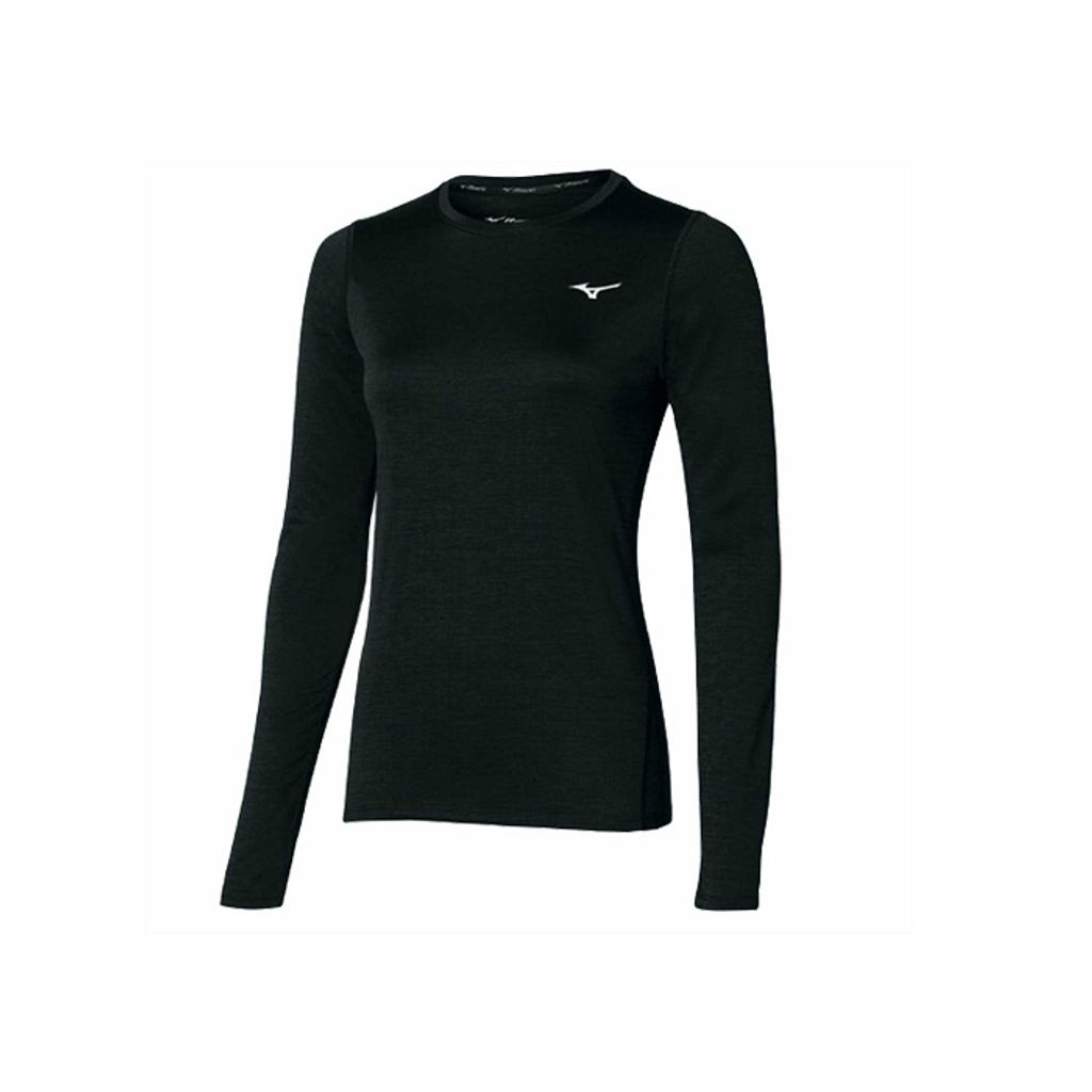Mizuno Impulse Core LS W Damen Langarm-Sport-T-Shirt, Schwarz, Large. XS