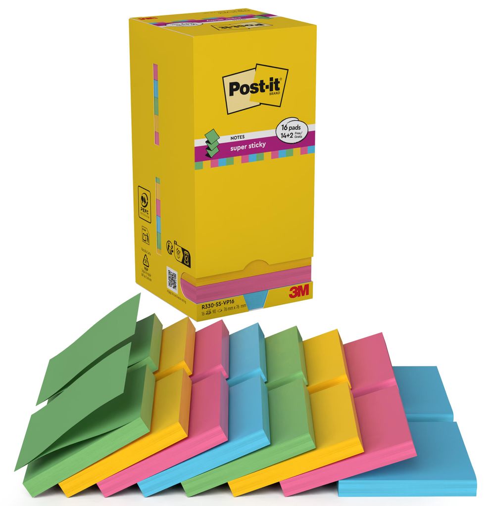 Post-it® Super Sticky Z-Notes - Diverses couleurs - 76 mm x Image du produit 