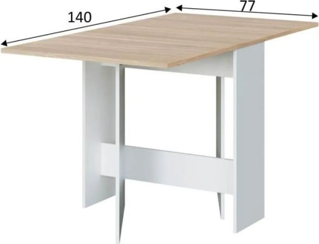 CALICOSY Table pliable H78 cm Fly - Console d'appoint bois et blanc - 15
