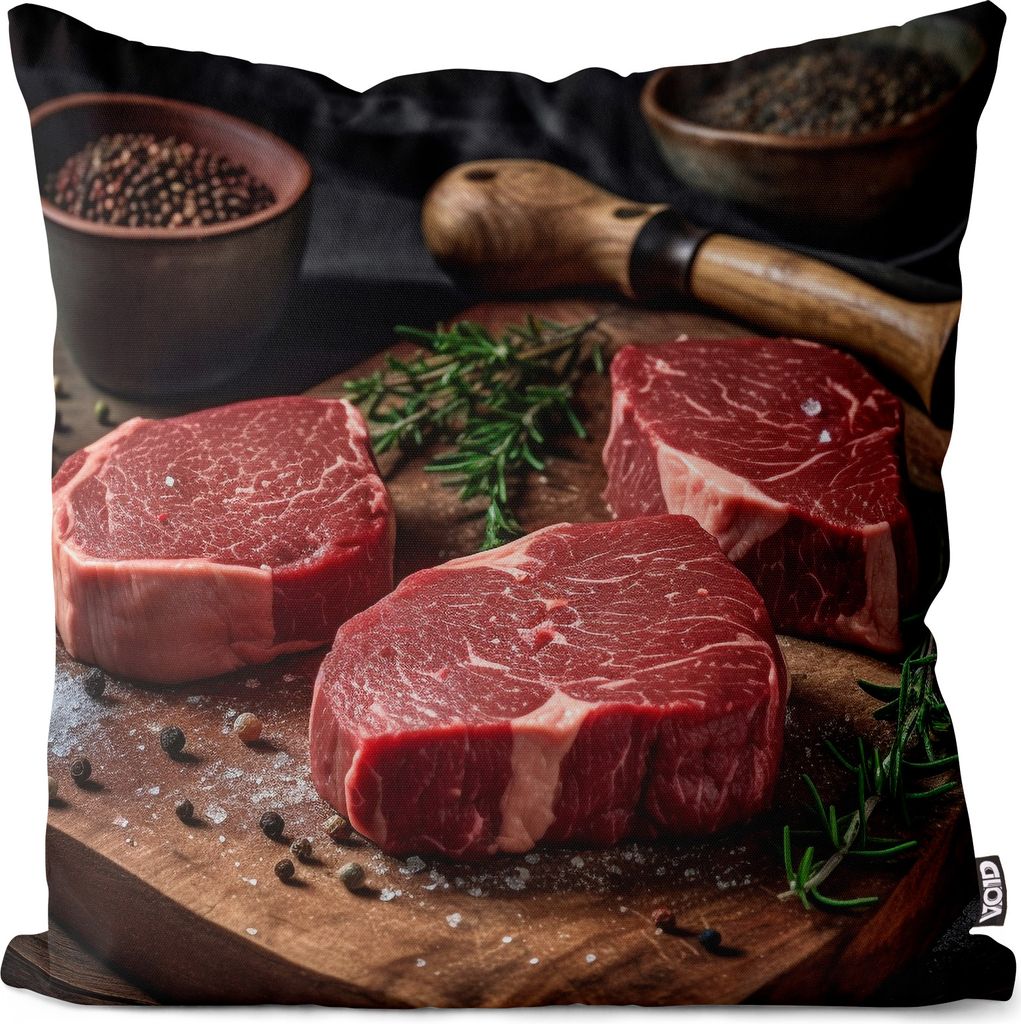 VOID Steak Grillen Raw Beef Kissenbezug Kissenhülle sofa couch wohnzimmer dekoration wasserfest Outdoor Garten Kissen bezug deko