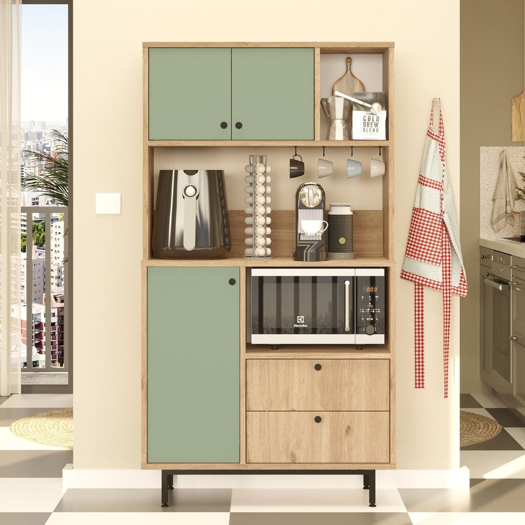 Skye Decor, RE3-SY, Mehrzweckschrank, Eiche, 100 % MELAMINBESCHICHTETE SPANPLATTEN, 88 x 35,5 x 161,2 cm
