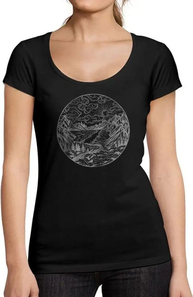 Damen Grafik T-Shirt Fluss Berg und Wald – River Mountain And Forest – Öko-Verantwortlich Vintage Jahrgang Kurzarm Lustige Druck Geburtstag Ge...