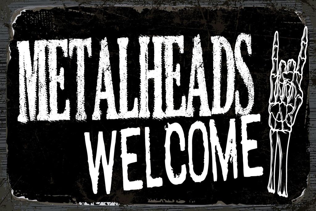 vianmo Holzschild 20x30 cm Metalheads welcome Skeletthand