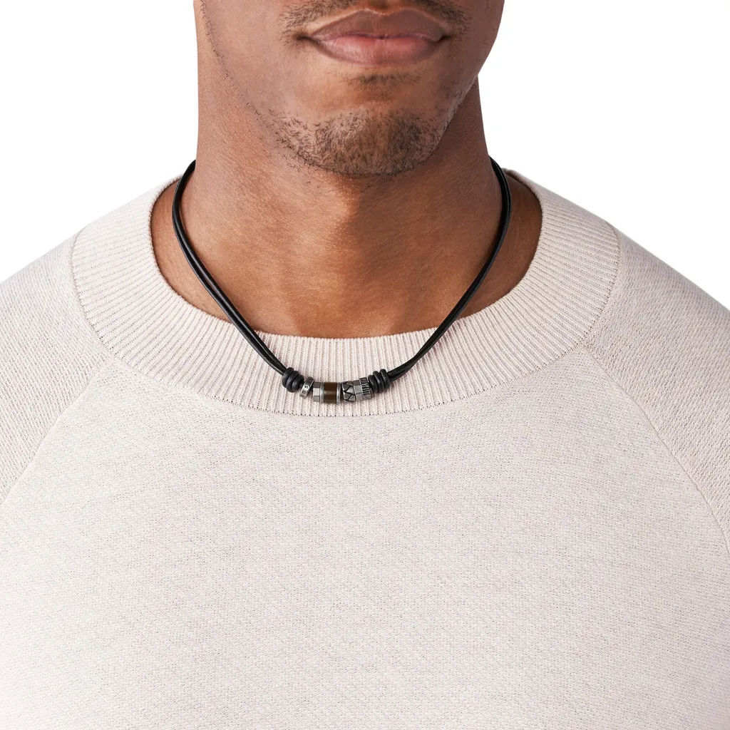 Collana Fossil Uomo Pelle Nera JF84068040 | Accessorio Urban Chic - 3