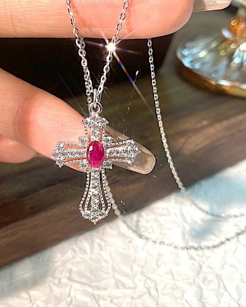 Collier argent 925 anti-allergie avec zircone violette durable