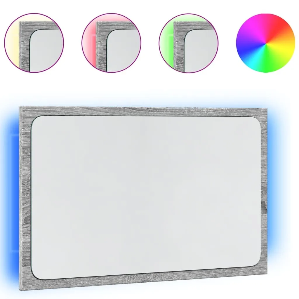 Specchio Bagno Legno Grigio Sonoma 60x8,5x38 cm - Alta Resistenza