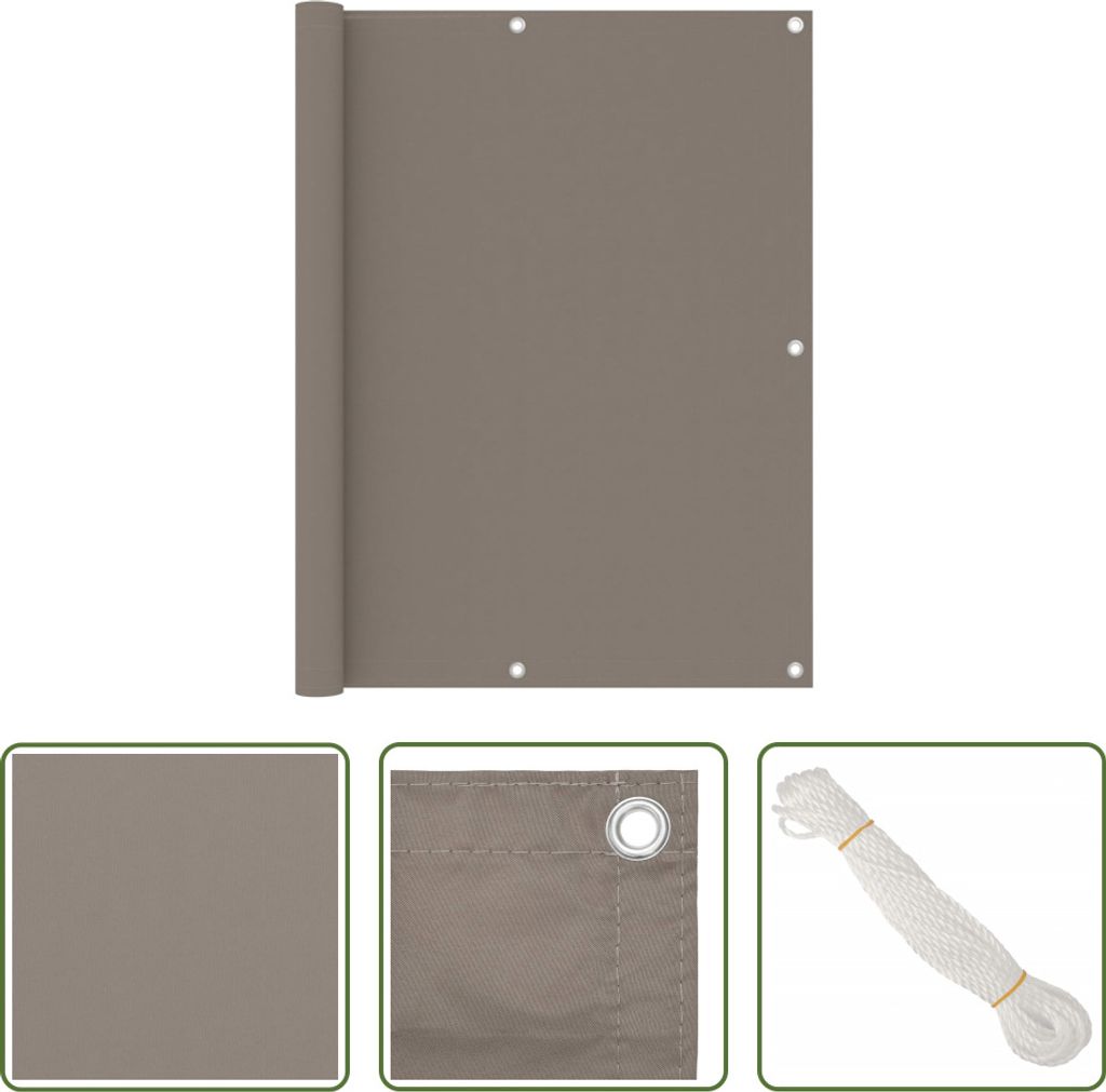 The Living Store Balkon-Sichtschutz Taupe 120x600 cm Oxford-Gewebe