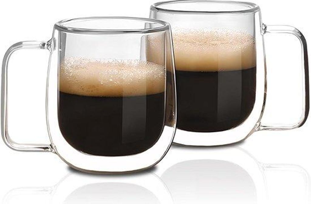 Thermische Gläser für Kaffee, Tee, Espresso und Milch - Paar von 2 Cappuccino Gläsern - 250 ml - Geschenk für Freunde, Mädchen und Jungen