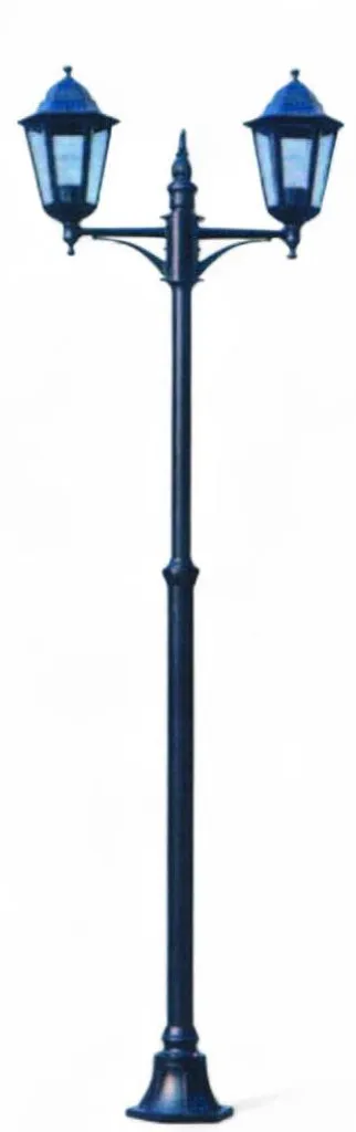 Lampadaire double pour allée de jardin - 230 cm aluminium noir IP44