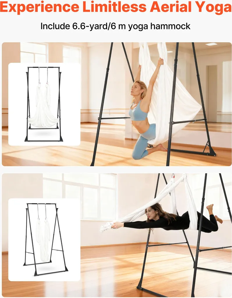 Support Yoga sans Fixation Plafond, Structure Stable 200kg avec Hamac 6m - 3