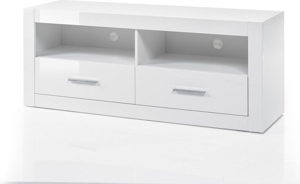 Kleines Lowboard Bianco - Weiß Hochglanz ohne Beleuchtung
