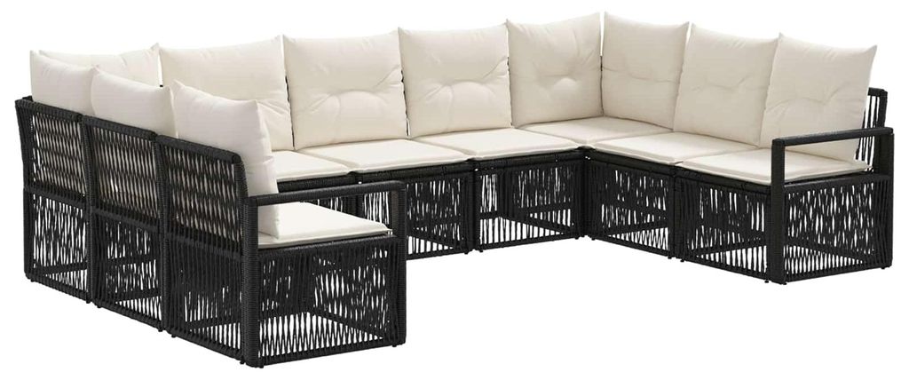 vidaXL Gartensofa-set 9 pcs Schwarz Poly-Rattan