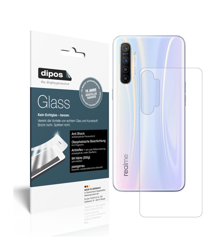 1x Schutzfolie für Oppo Realme XT Rückseite matt - Anti-Shock 9H Folie dipos Glass Kunststoffglas