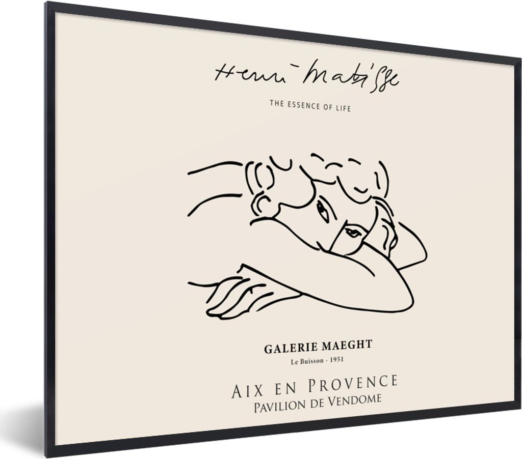 MuchoWow Gerahmtes Poster Matisse - Frau - Porträt - Strichzeichnung 40x30 cm - Poster mit Schwarzem Bilderrahmen Wandposter Rahmen Foto Bilder ...
