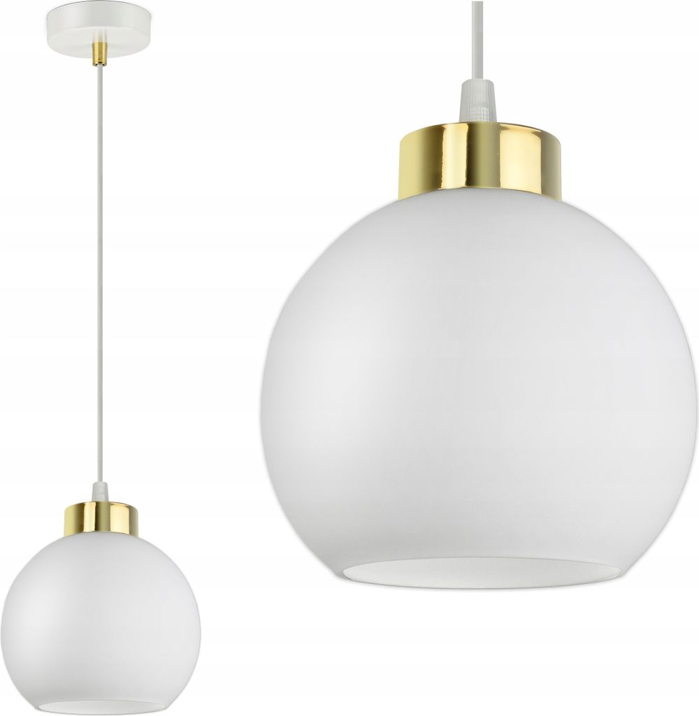 LUXOLAR Led Pendelleuchte - Deckenleuchte Weiß Gold E27 60W - Hängelampe wohnzimmer, Weiß Glas Kugeln