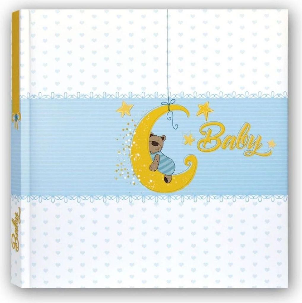 ZEP Babyalbum Mia 24x24 cm blau Fotoalbum laminiert 40 weiße Seiten Pergamin