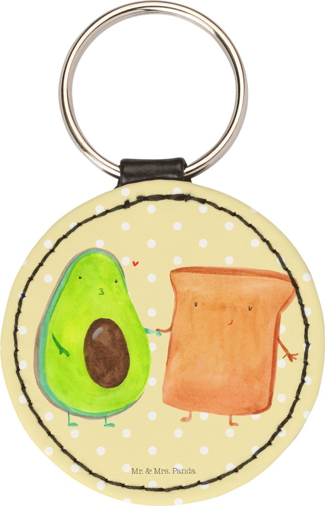 Mr. & Mrs. Panda Anhänger Avocado Toast - Gelb Pastell - Geschenk, Schlüsselanhänger, Freundin, Bedruckt, klein, mini, Gesund, Freund, Hochzeits...