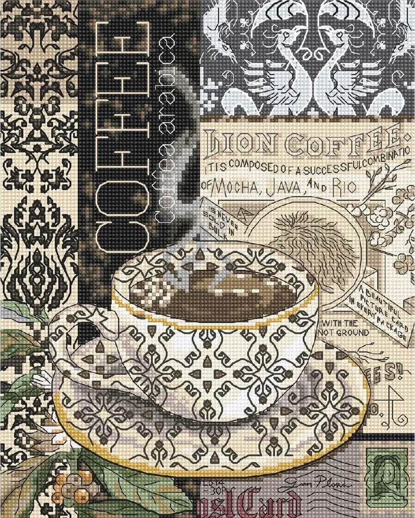Kit Broderie Point de Croix Compté Letistitch Löwenkaffee B 22x18 cm