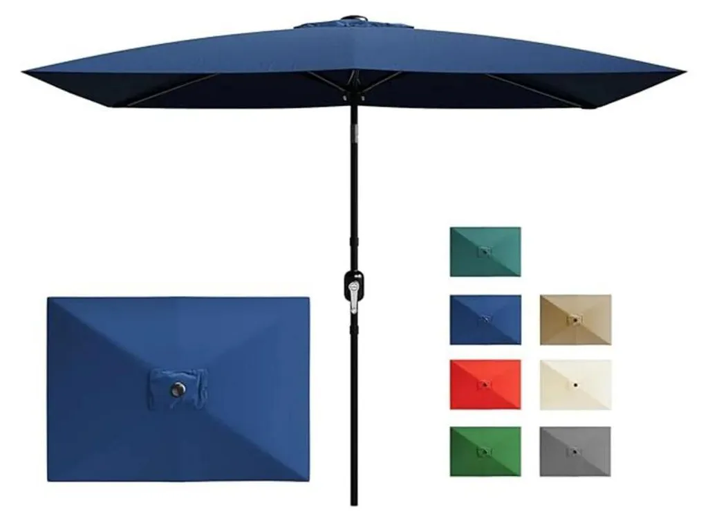 Parasol rectangulaire 2x3m bleu marine avec manivelle et inclinaison