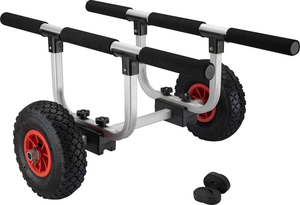 Wiltec verstellbarer Alu Kanuwagen bis 90 kg, Transportwagen für Boote, Kanus und Kajaks, SUP-Trolley mit Polstern, 26 cm PolyurethanRäder & G...