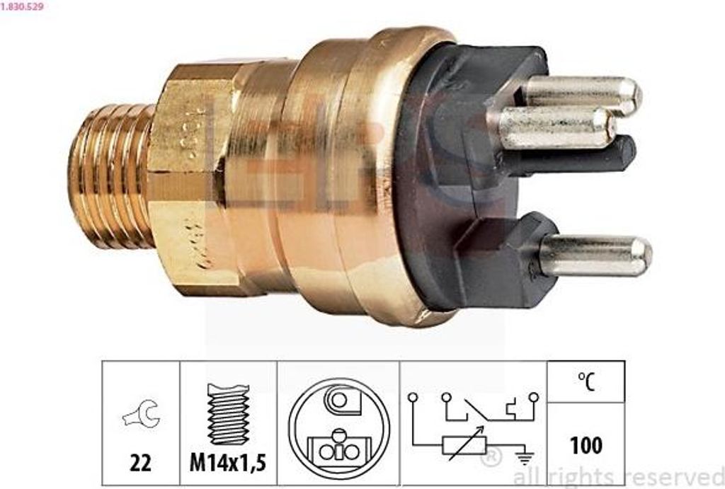 EPS 1.830.529 Kühlmitteltemperatursensor passend für MERCEDES-BENZ Stufenheck (W124) 190 (W201) W124 T-modell (S124) G-Klasse SUV (W463) W124 Coupe