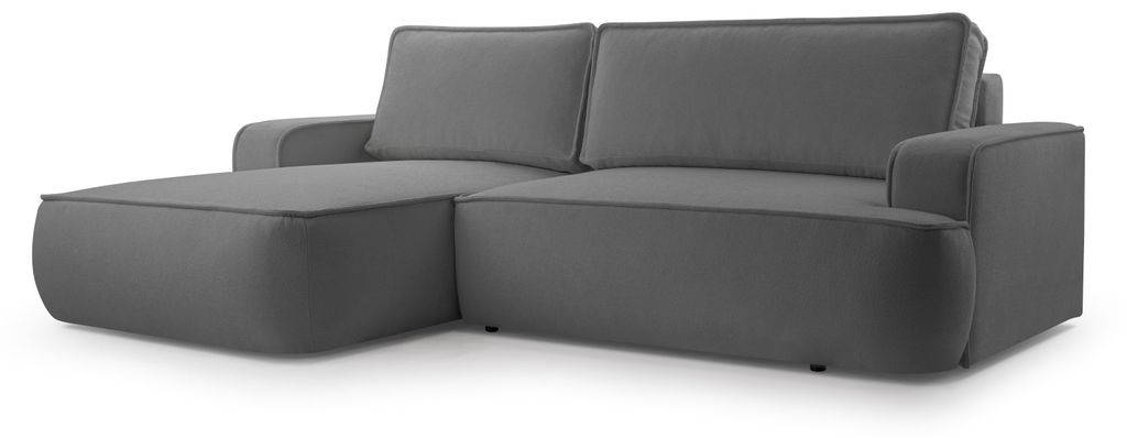 Masseno Ecksofa SOLO mit Schlaffunktion L-Form, Sofa mit Bettkasten, Wohnzimmersofa, Couch, Soffa, Bettsofa, Couchgarnitur- Grau, GERRA 70